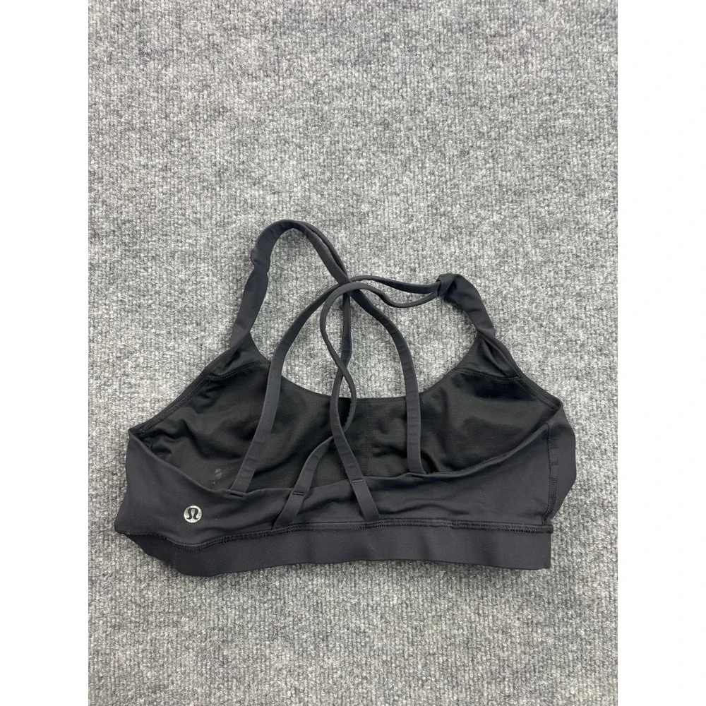 Lululemon Free To Be Serene Sports Bra Womens 8 Black Strappy Yoga Gym 65438
